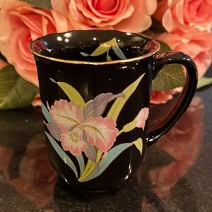 Flower Black Coffee Mug